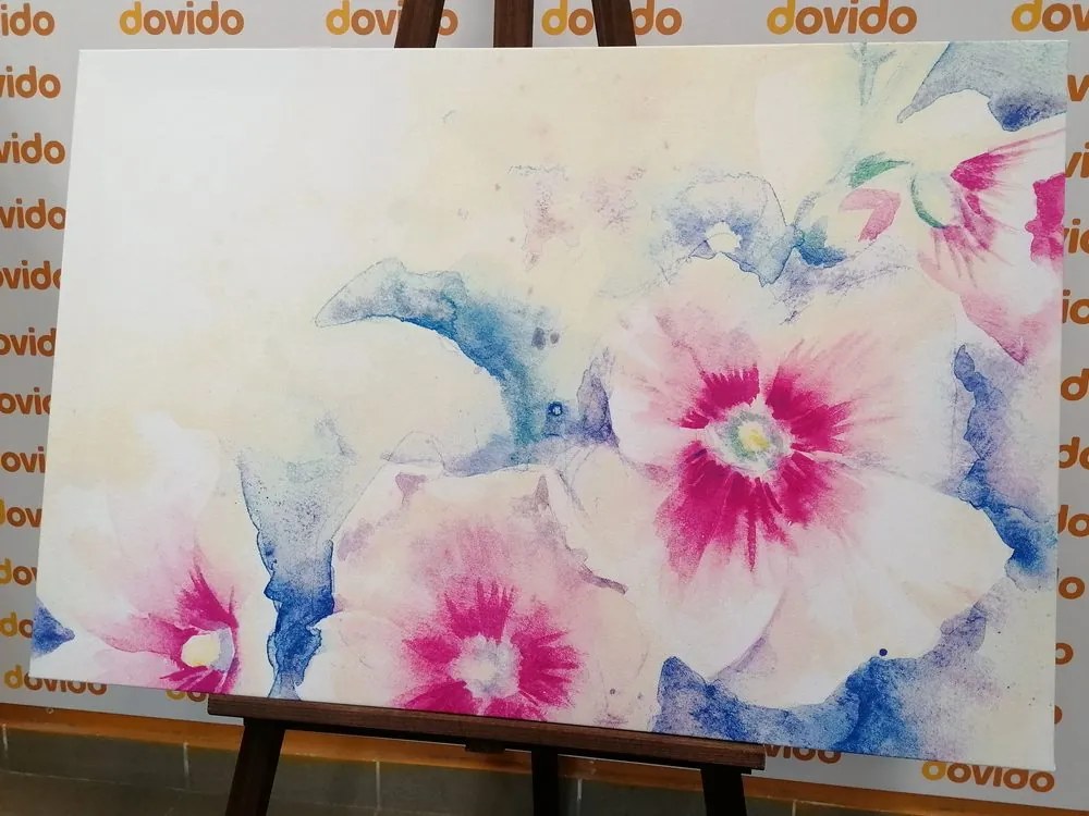 Quadro su tela – Illustrazione acquerello di fiori rosa