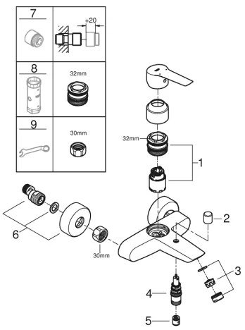 GROHE 322782432 - Miscelatore per vasca START 188 mm nero