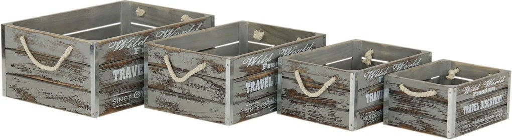 GREYSON - set di 4 cassette in legno