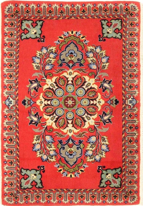 Kashan Tappeto persiano 60 x 100 Rosso (Iran) Annodato A Mano