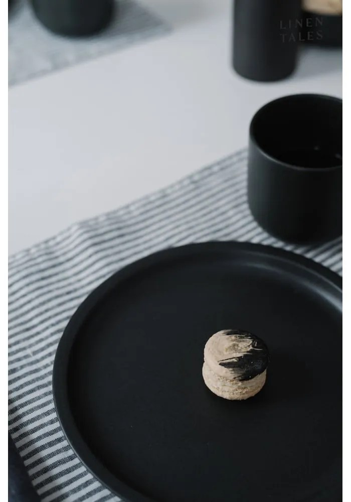 Runner da tavola in lino 150x40 cm Thin Black Stripes - Linen Tales