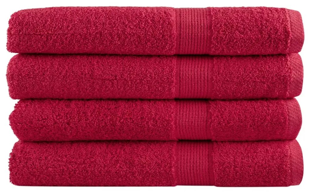 Asciugamani Premium Solund 4 Pz Rossi 100x200 Cm 600 G/m² /