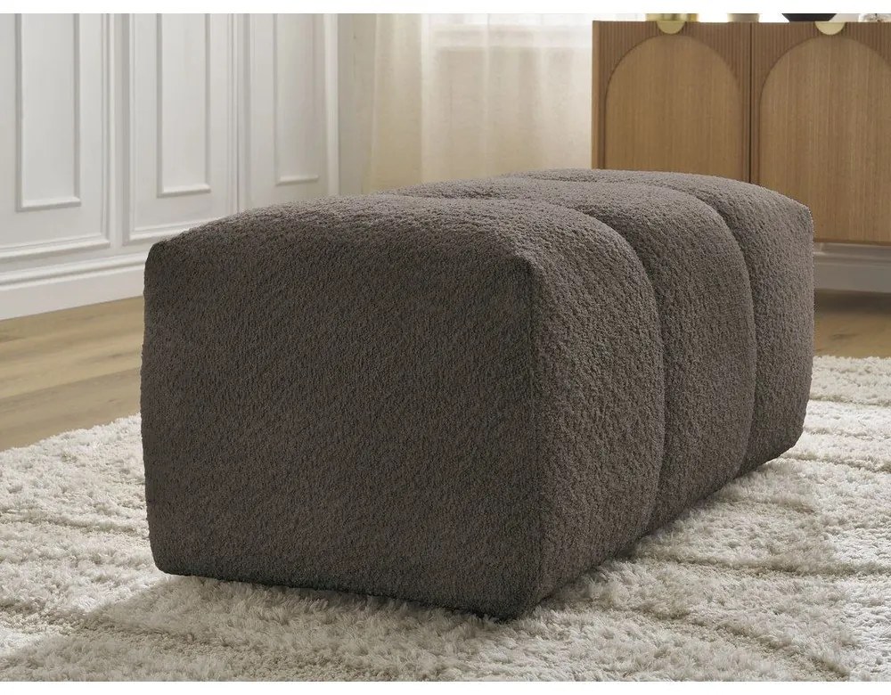 Poggiapiedi marrone con rivestimento in bouclé Roxelane – Bobochic Paris