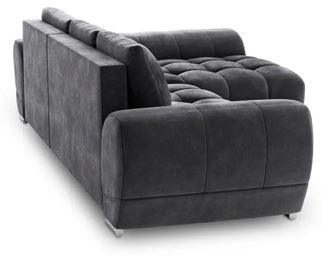 Divano letto angolare grigio scuro con rivestimento in velluto, angolo destro Nuage - Windsor &amp; Co Sofas