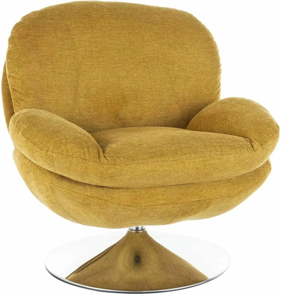 Poltrona Brigitte Brego in tessuto curry Brego con struttura in metallo cromato e seduta girevole – 77x87x83 cm