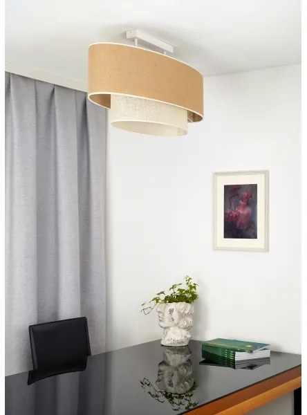 Duolla - Lampadario a plafone DOUBLE OVAL YUTE 2xE27/15W/230V marrone/color crema