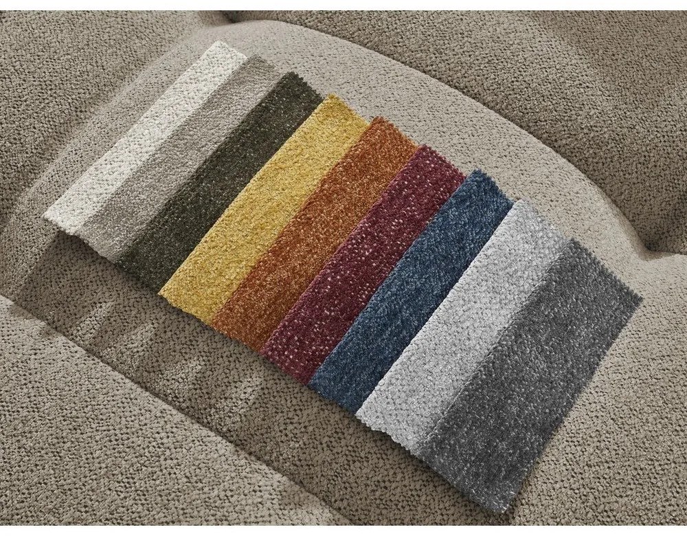 Poggiapiedi beige con rivestimento in ciniglia Roxelane – Bobochic Paris