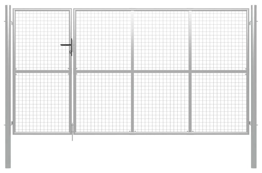 Cancello Per Giardino İn Acciaio 350x150 Cm Argento /