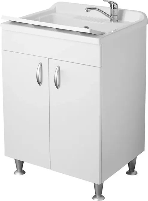 Mobile lavatoio 60 x 50 in legno con asse e kit di scarico incluso Fedra