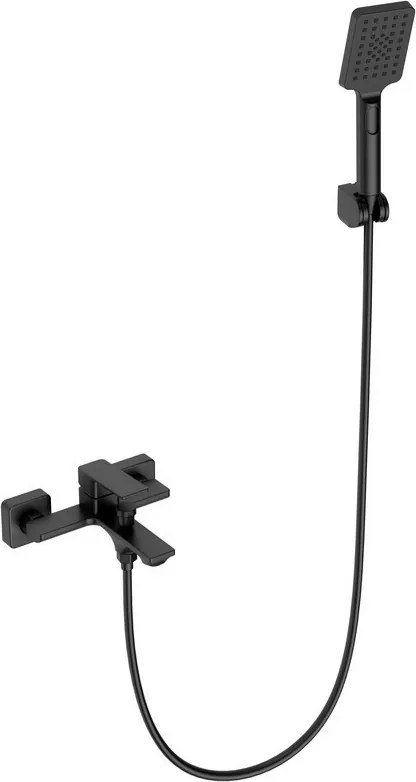 Kamalu - Miscelatore vasca in ottone nero con doccetta e flessibile PVC | KAM-DIANA NERO