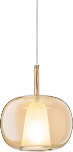Ondaluce - Lampada a sospensione con cavo THELMA 1xE27/15W/230V Ø 25 cm oro/beige fumé