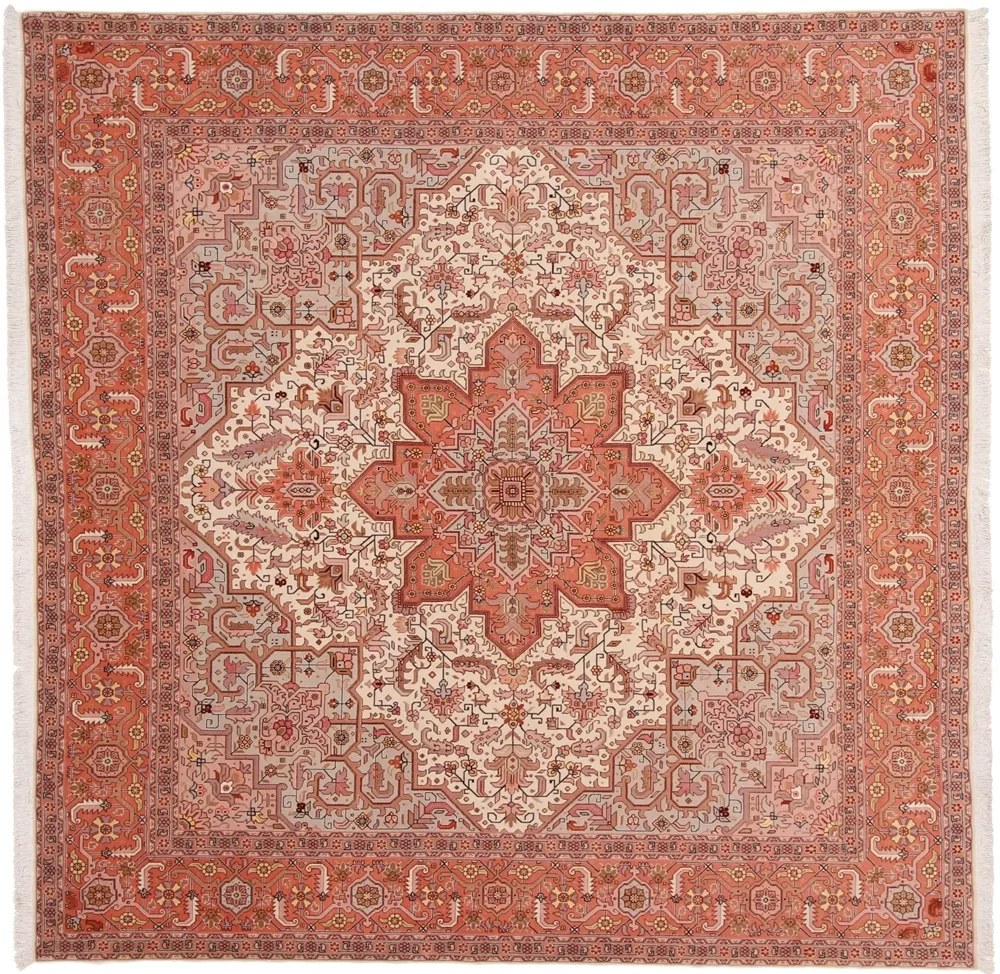 Tabriz Tappeto 250x250 Rosa (Iran) Annodato A Mano