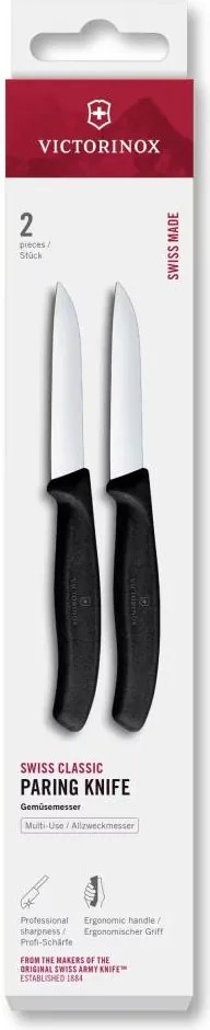 Victorinox - Set di coltelli da cucina per verdure SWISS CLASSIC, lama da 8 cm, 2 pezzi, nero