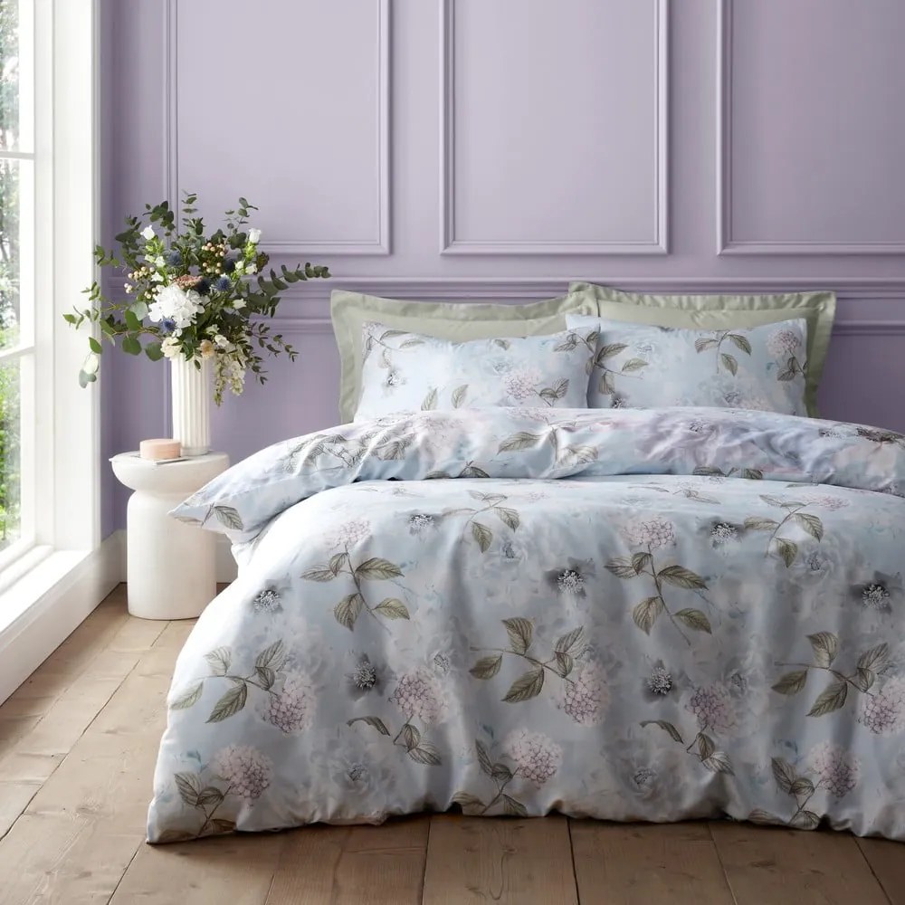 Set copripiumino e federa azzurro per letto matrimoniale 200x200 cm Floral Serenity – RHS