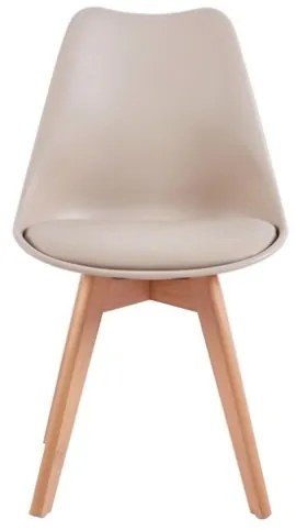 Sedia Nordica Marrone Khaki Con Gambe In Legno E Cuscino Design Moderno