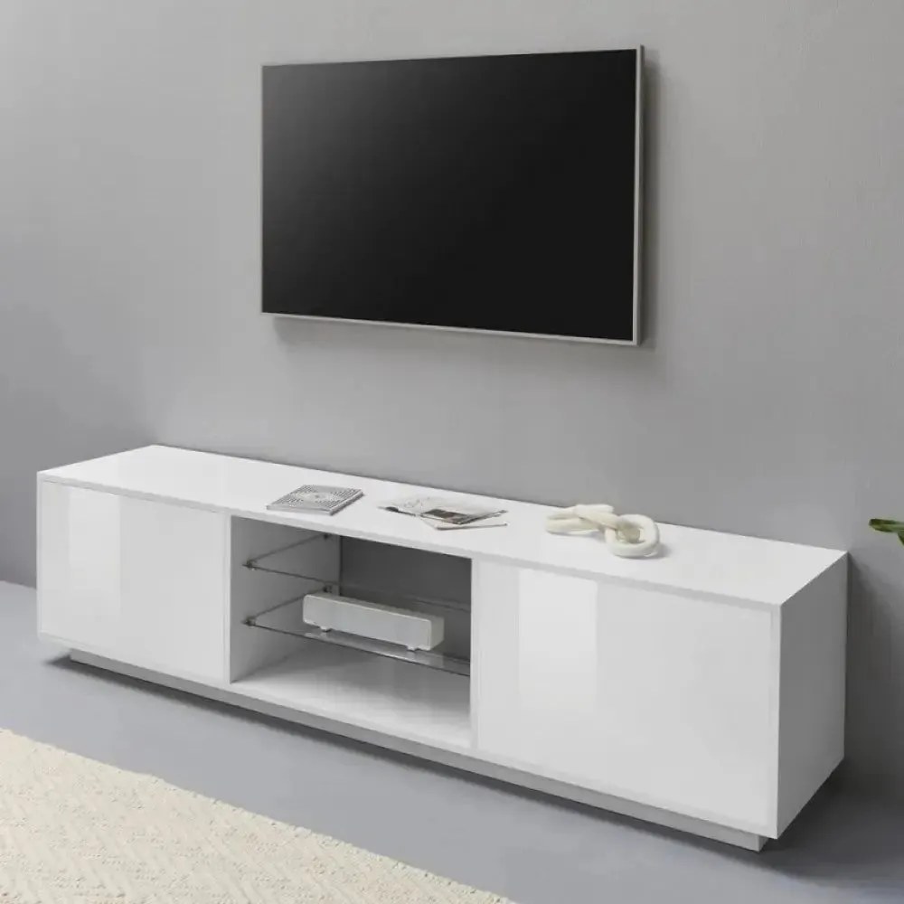 Lowboard Bloom - Porta TV Bianco Laccato 180 x 41,4 x 46 cm