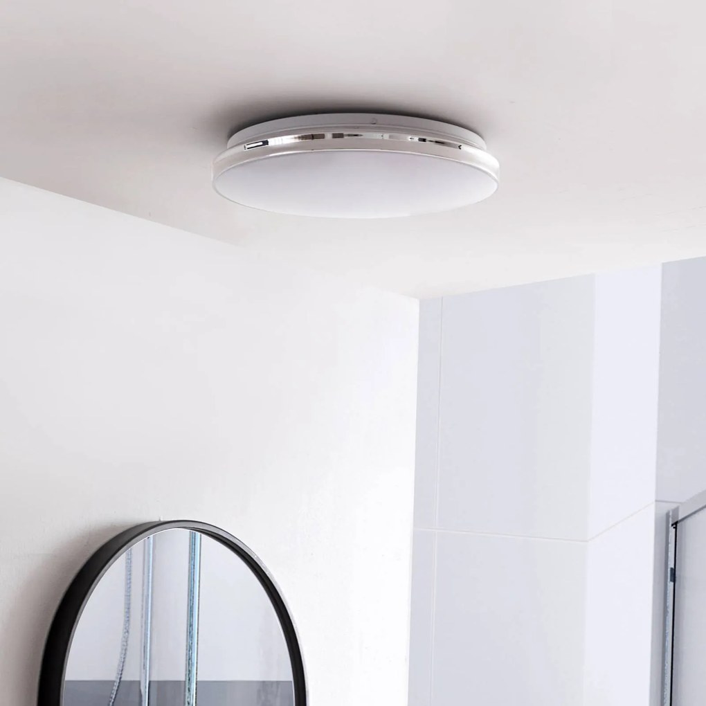 Lindby Plafoniera LED Comora, bianco, plastica, IP44, 3000K