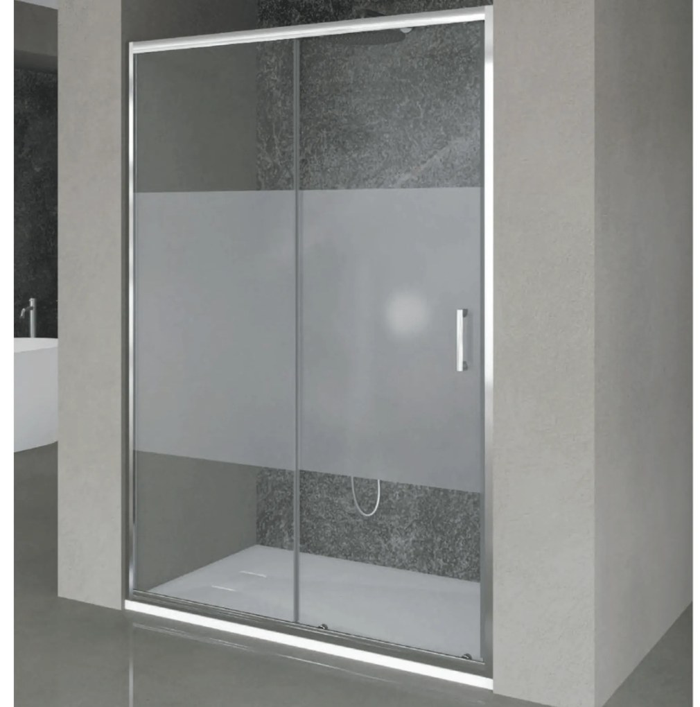 Box Doccia Scorrevole 120 Cm Feridras "T-Wall" Alluminio Lucido/Vetro Serigrafato