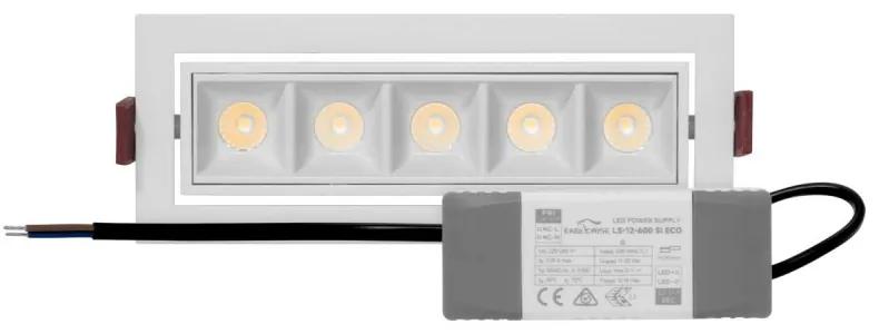 Faro LED da Incasso Bianco 12W, Orientabile, Foro 155x55mm, OSRAM LED Colore  Bianco Naturale 4.000K