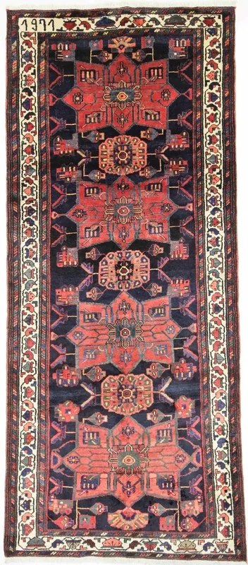 Tappeto 130x310 Blu (Iran) Annodato A Mano