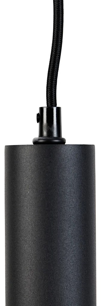 Lampada a sospensione moderna nera con vetro fumé 5 luci - Clayton