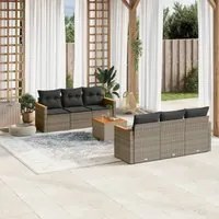 Set Divani da Giardino 7 pz con Cuscini Grigio in Polyrattan 3225794