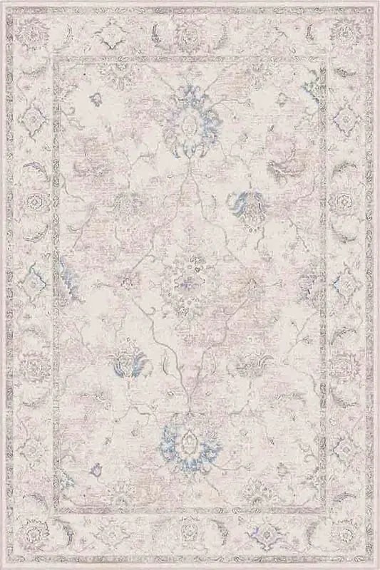 Tappeto Lotus classico astratto in viscosa azzurro, grigio, beige, L 230 x L 160 cm