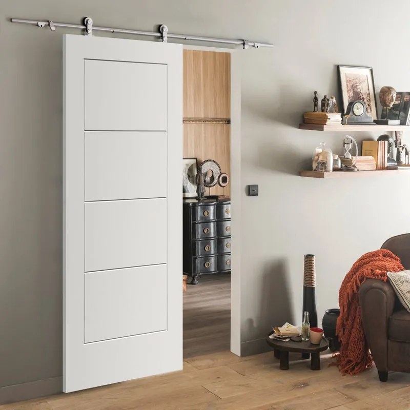 Porta scorrevole Ribera in mdf bianco, L 93 x H 215 cm, con binario Toledo Reversibile