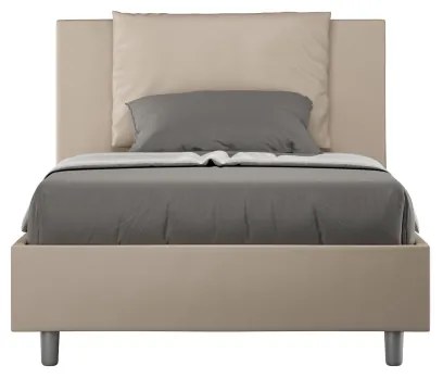 Letto una piazza e mezza contenitore imbottito 120x190 similpelle tortora Antea
