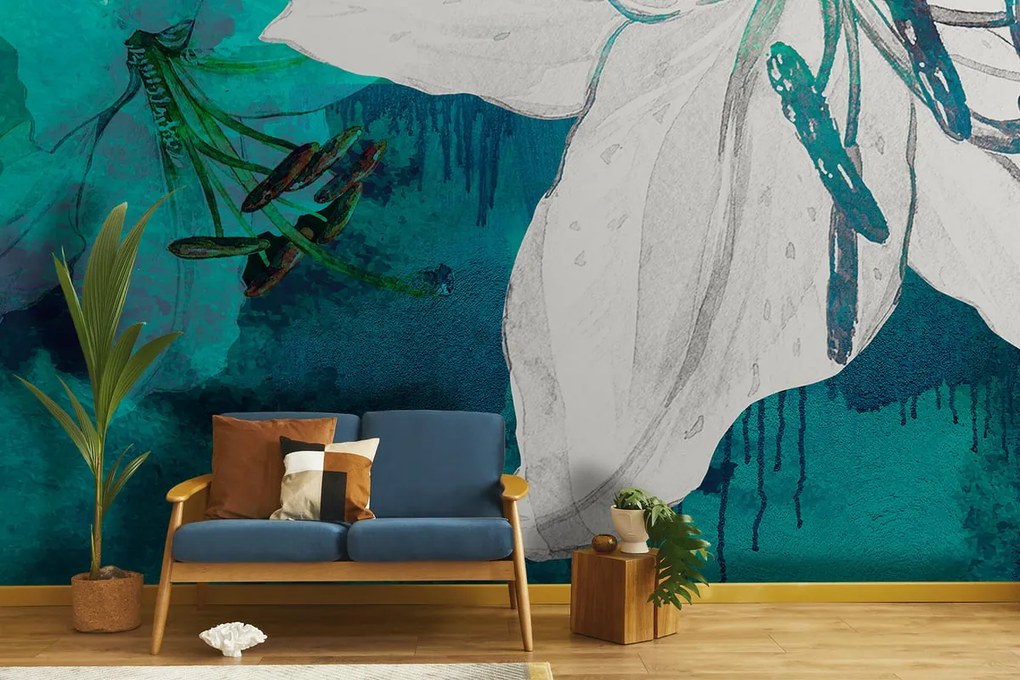 Fotomurale Lilium, turchese 450X300 cm