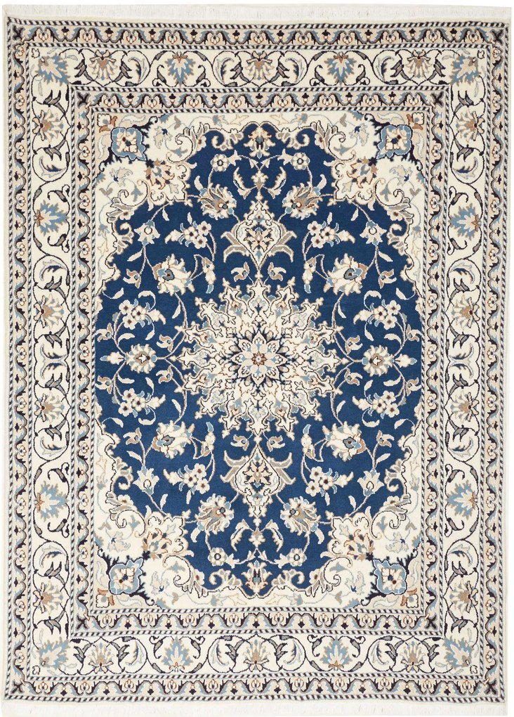 Nain Tappeto persiano 150 x 210 Blu (Iran) Annodato A Mano