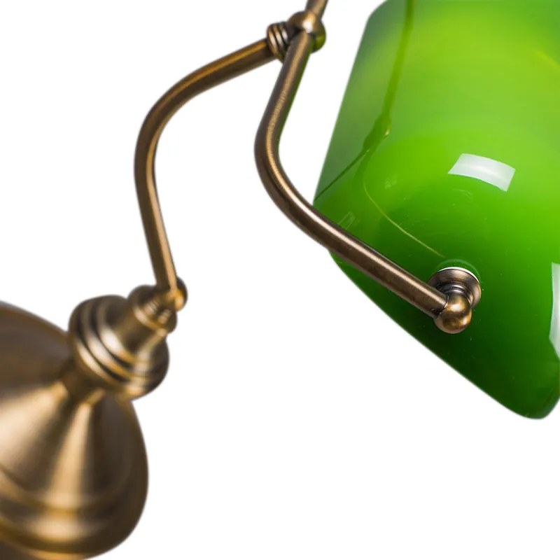 Lampada da tavolo classica/lampada da notaio bronzo con vetro verde - Banker