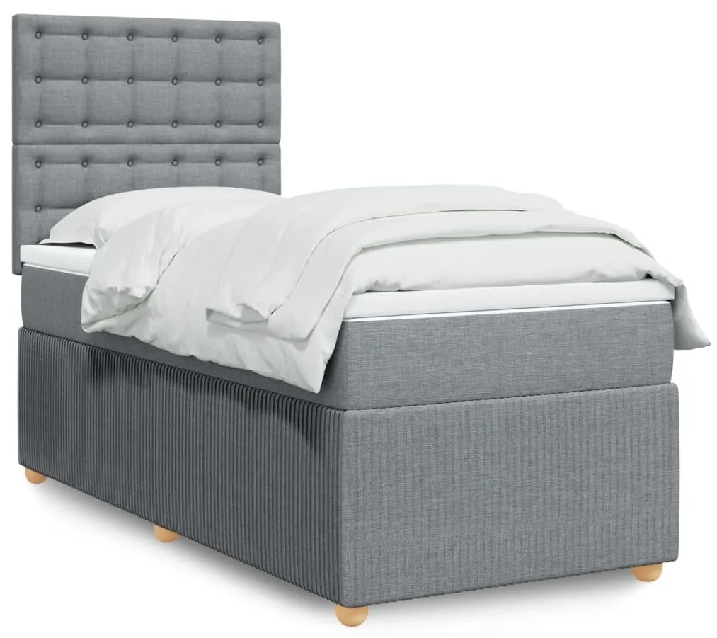 Giroletto A Molle Con Materasso Grigio Chiaro 90x200 Cm Tessuto /