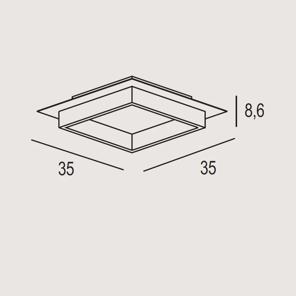 Plafoniera Contemporanea Square Metallo Ruggine Led 28W