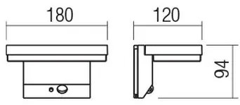 Redo 90535 - Luce solare a LED con sensore TAIYO LED/2W/3,7V 3000K IP54 antracite