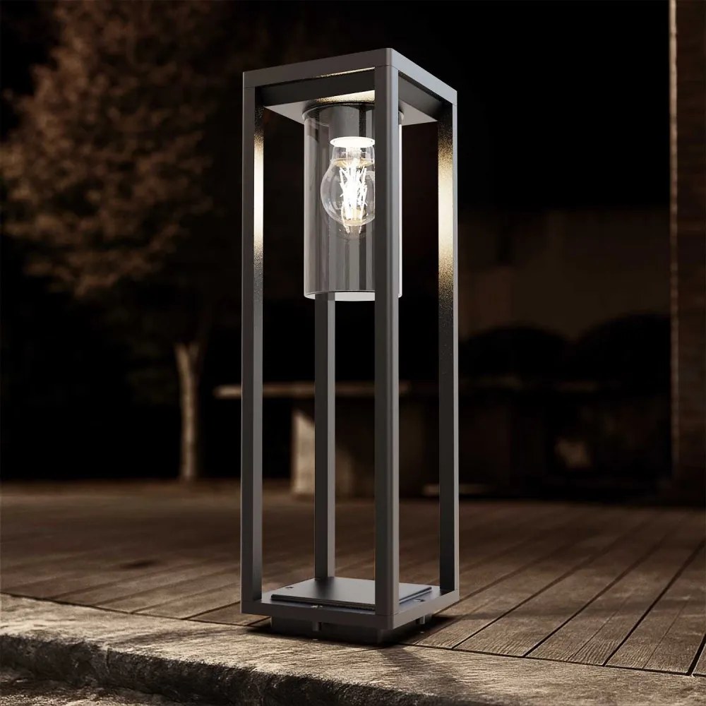 Paletto Lanterna NERO, 50cm, E27 - SERIE VIMO - Base E27