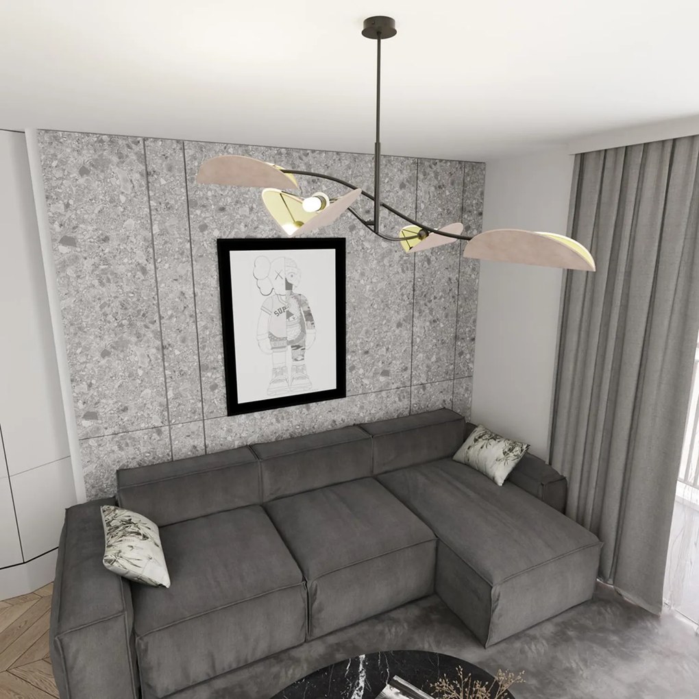 Plafoniera Moderna Ares Acciaio Nero Grigio 4 Luci E14 Ip20