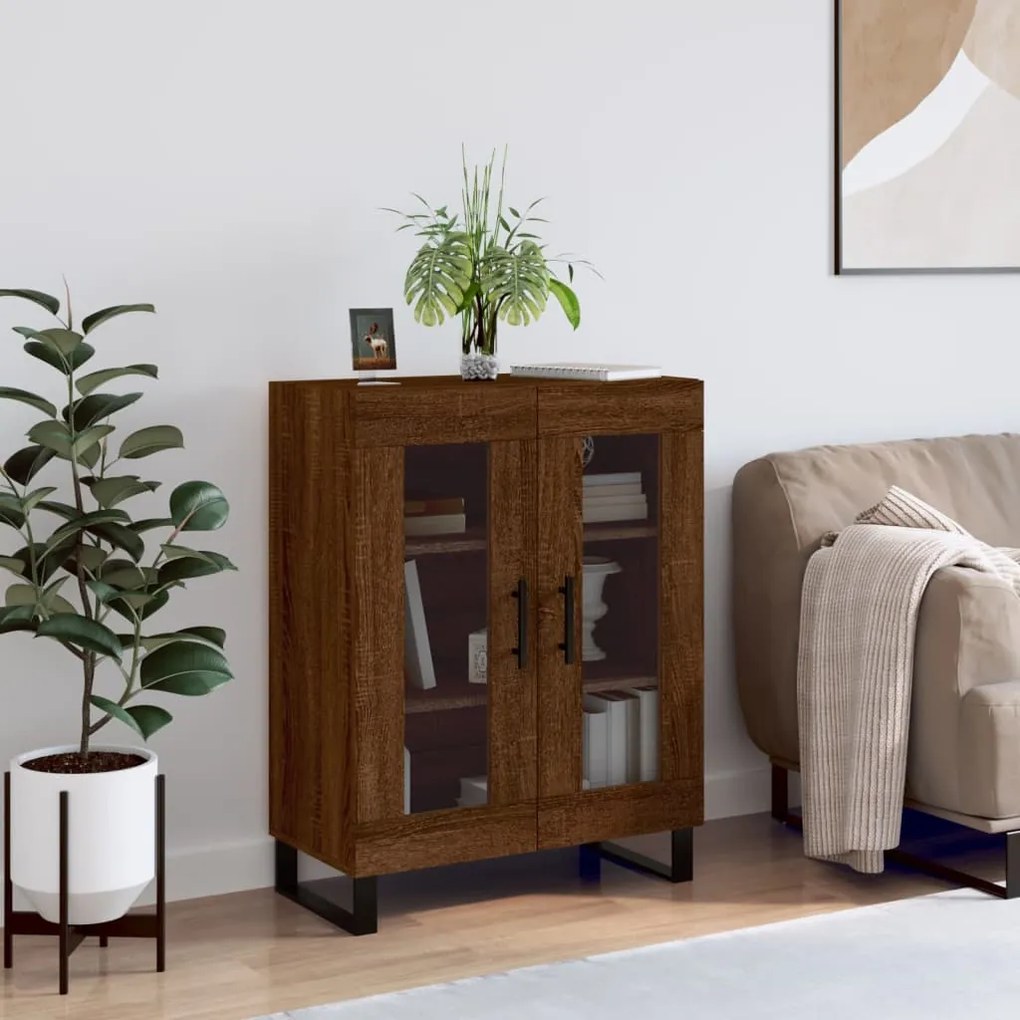 Credenza Rovere Marrone 69,5x34x90 Cm İn Legno Multistrato /