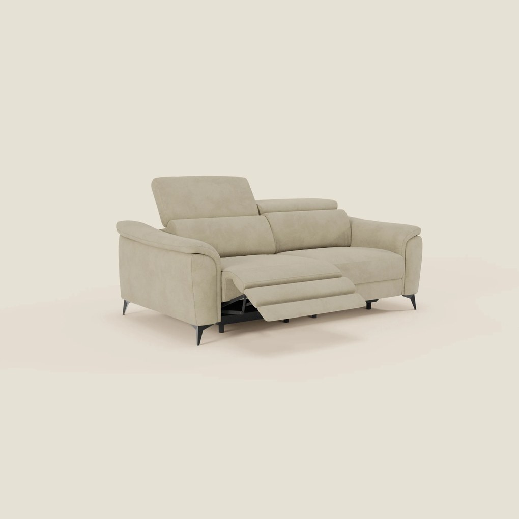 Arcos Divano 3 posti - piedini alti e poggiatesta reclinabili in microfibra impermeabile T11 beige