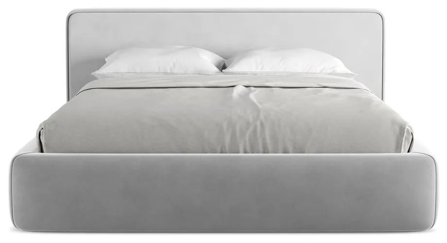 Letto matrimoniale imbottito grigio con contenitore con griglia 160x200 cm Kiana - Makamii