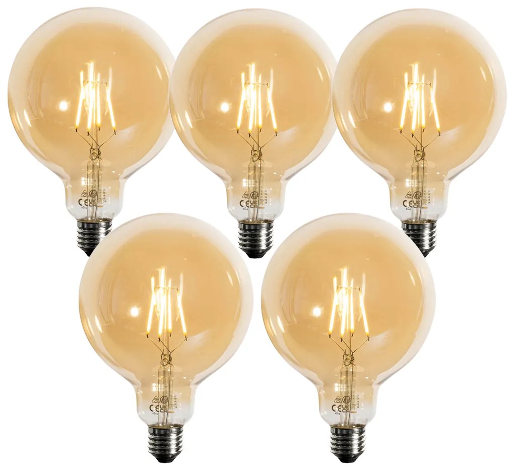 Set di 5 Lampadine LED Dimmerabili E27 Oro G125 4.9W 450 lm 2200K