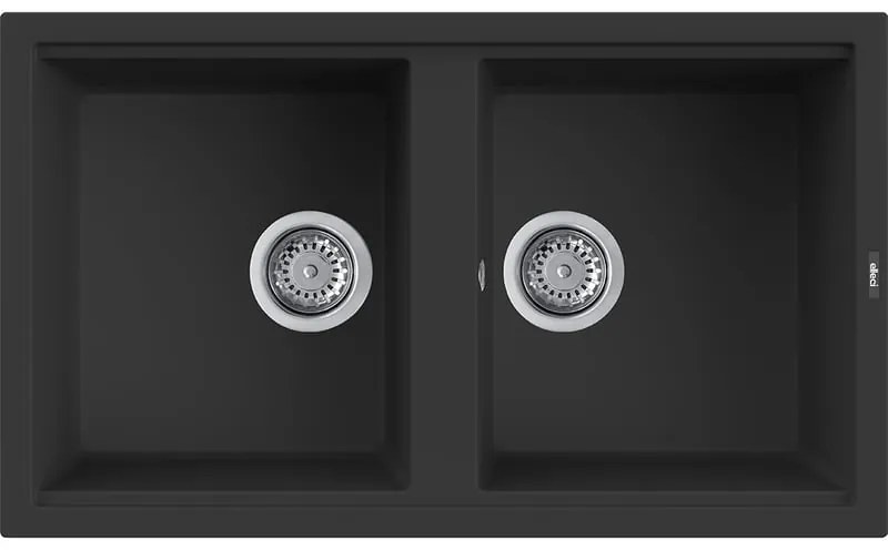 Lavello sopratop 2 vasche in quarzo nero ELLECI L 86 x L 51 cm