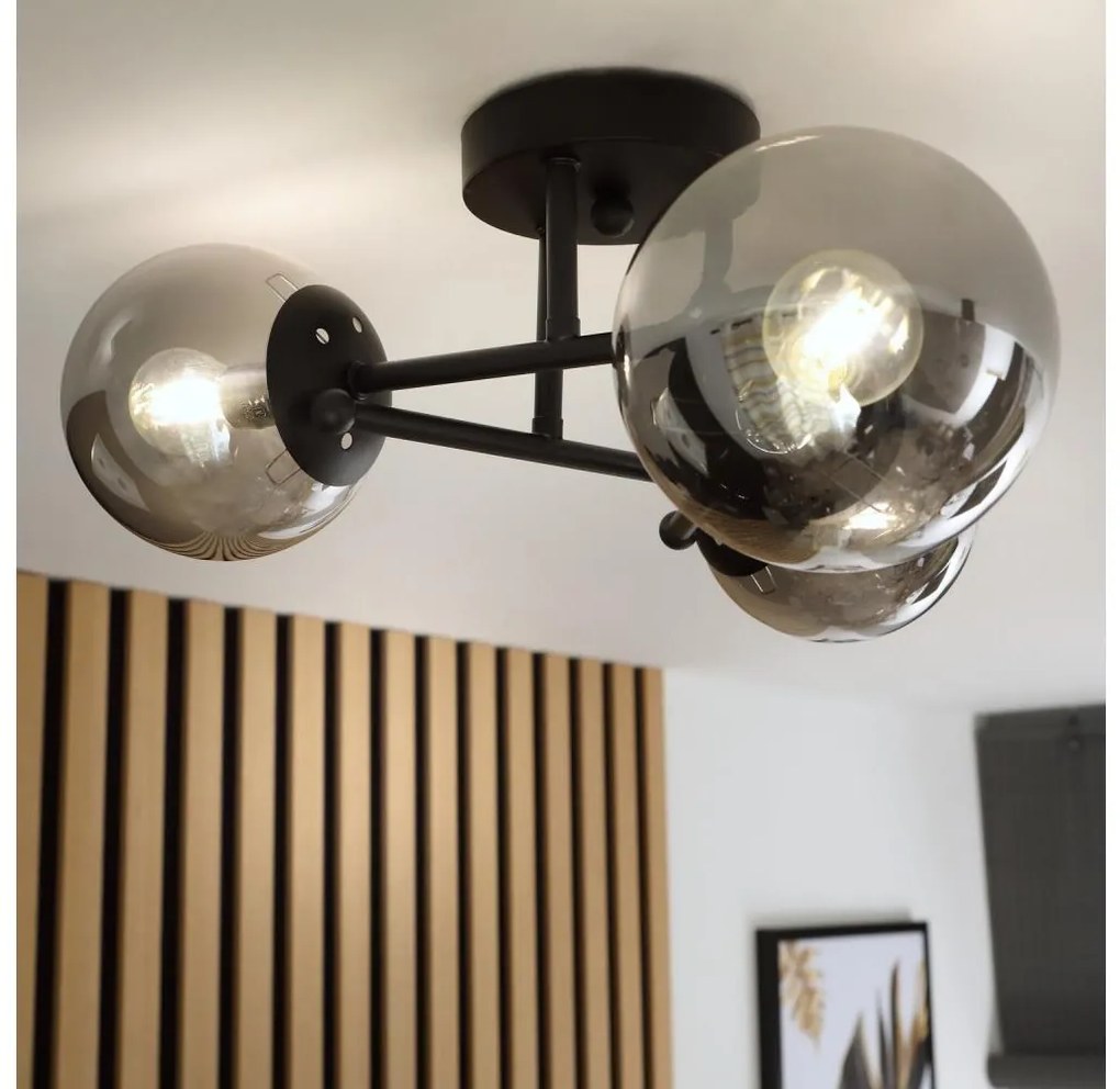 Brilagi - Lampadario a soffitto MALIVA 3xE14/15W/230V nero/fumé