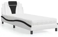 Letto con Materasso Nero e Bianco 90x200 cm in Similpelle 3208774