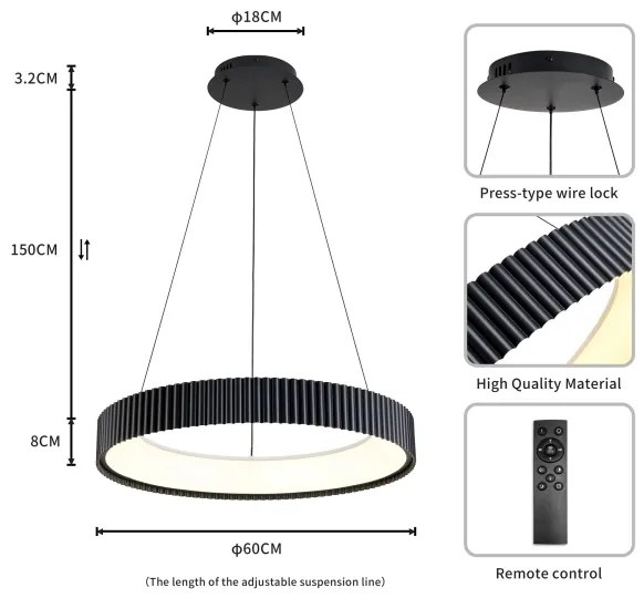 Brilagi - Lampada a sospensione dimmerabile LED su cavo FALCON MODERN LED/54W/230V 60 cm nera + telecomando