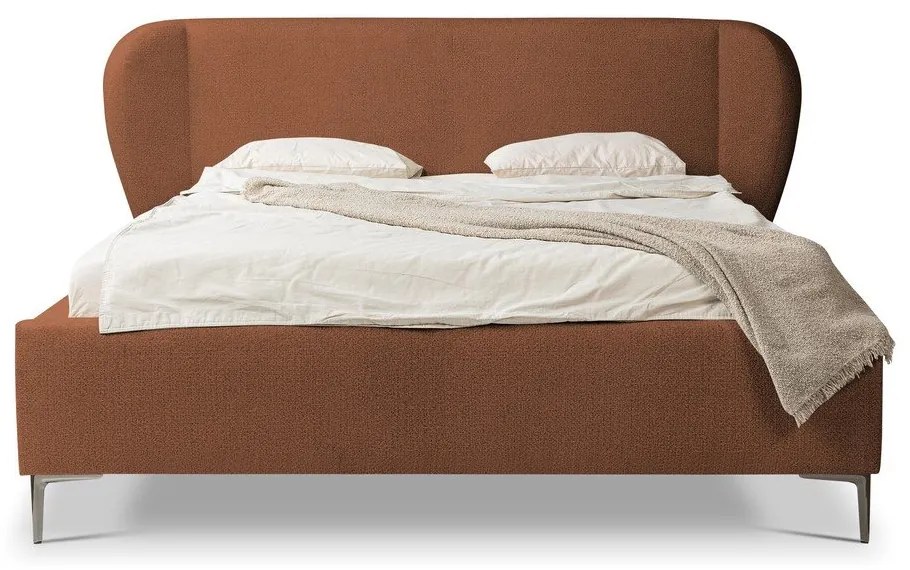Letto matrimoniale imbottito color terracotta con rete inclusa 160x200 cm Makana – Makamii