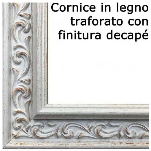 Art Maiora Capezzale con la famiglia in stile moderno "Different family" 110x65 grigio Cornice in legno traforato con finitura decapè