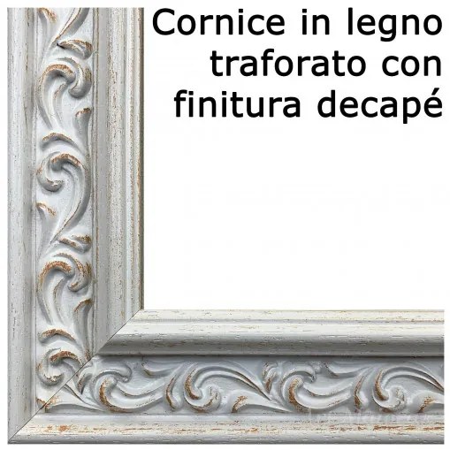 Art Maiora Capezzale con sacra famiglia in stile moderno "Amore di Mamma e Papà" 110x65 Cornice in legno traforato con finitura decapè