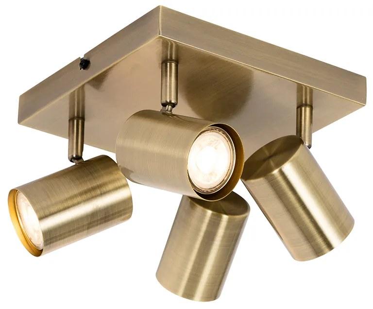 Plafoniera moderna bronzo 4 luci orientabili rettangolare - Jeana