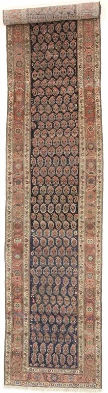 Malayer Tappeto 590 x 90 Blu (Iran) Annodato A Mano